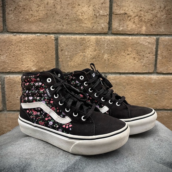 Vans Black and Pink Floral High-Tops - Picture 4 of 5